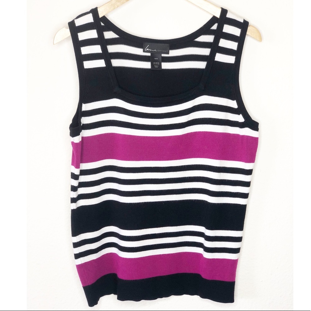 Lane Bryant Black/Purple/White Sweater Vest Size 14